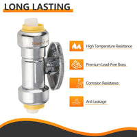 1/2" Push Connect x 1/2" Push Connect Straight Stop Valve, 1/4 Turn (Lead Free) Plumbingsell