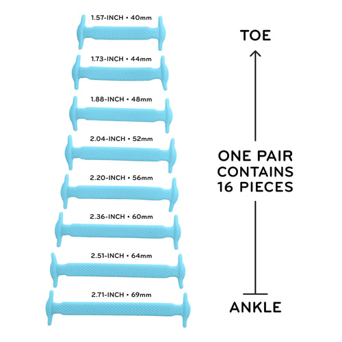 Light Blue Stretchy Tieless Silicone Elastic Shoelaces | 16 Straps The Original Stretchlace