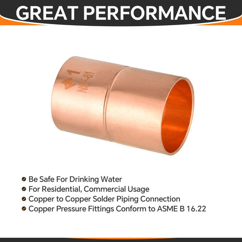 1" Copper Coupling With Rolled Stop Plumbingsell