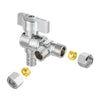 1/2" PEX Crimp x 3/8" ODx 3/8" OD Compr. Split Angle Stop Valve, Quarter Turn (Lead Free) Plumbingsell