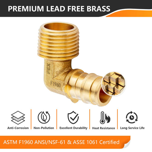 30 Pcs PEX A Expansion 3/4" PEX x 3/4" Male NPT Elbow Wholesale