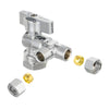 1/2" NOM (5/8" OD) Inlet x 3/8" OD Outlet x 3/8" OD Outlet Split Angle Stop Valve, 1/4 Turn (Lead Free)