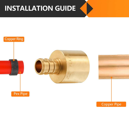 30 Pcs PEX-B Crimp 1/2" PEX x 3/4" Female Copper Sweat Sweat Coupling (Lead Free)