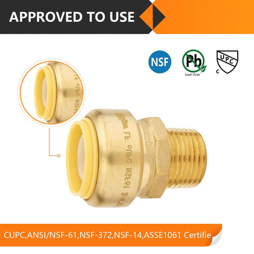 3/4" x 1/2" M Push Fit Male Adapter