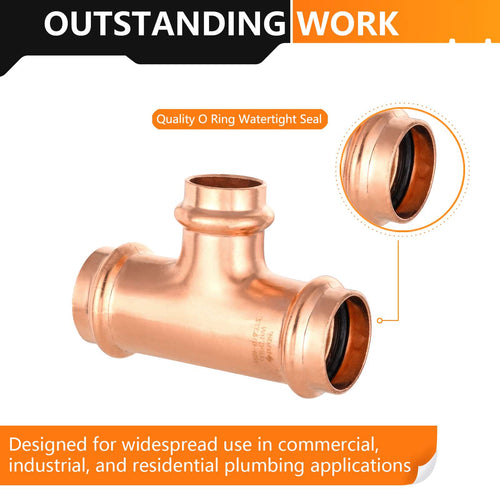 30 Pcs 1" x 1" x 3/4" Press Copper Tee (Lead Free)