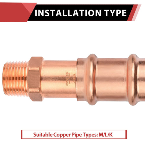 3/4" FTG Press x 1/2" Male Threaded Copper Street Adapter (Lead Free)