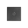 4" Square Shower Drain, Square Hole Pattern Shower Drain, Matte Black Polished 304 Stainless Steel Linear Drain with Levelingft & Hair Strainer