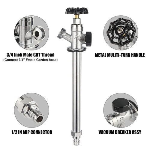 1/2" PEX Expansion x 3/4" Hose Bibb, 10" Anti Siphon Frost Free Sillcock Plumbingsell