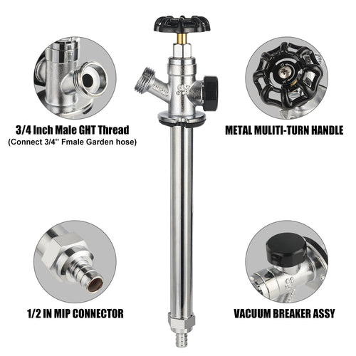 10 Pcs 1/2" PEX Crimp x 3/4" Hose Bibb, 8" Anti Siphon Frost Free Sillcock