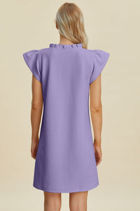 Double Take Full Size Ruffled V-Neck Cap Sleeve Dress – Ruffled V-Neck Dress, Cap Sleeve Dress, Elegant Ruffled Dress, Flattering V-Neck Dress, Stylish Full-Size Dress, Comfortable Ruffle Dress, Chic Cap Sleeve Dress