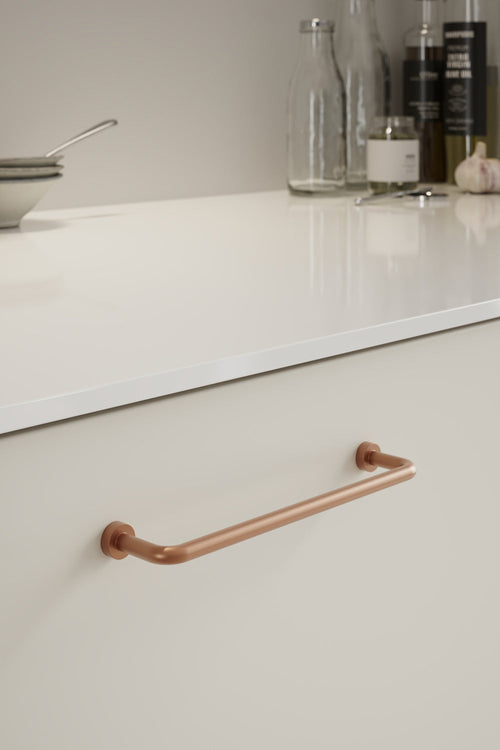 Brushed Copper "Lounge" Cabinet Knob and Wire Drawer Pulls Euro • Knobs