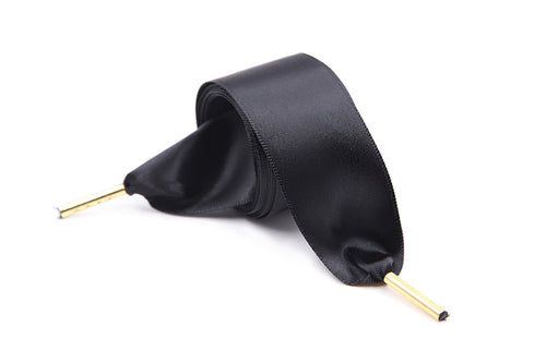 ZOOEASS Women Fashion Satin Ribbon Shoelaces Shoe Laces For Solid Color ShoesIdeal for Converse Nike VANS Addidas Reebok Puma Trainers (59.06"(150cm) Black)