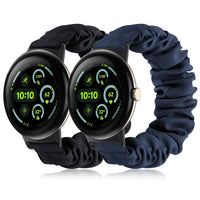 Tovimall Scrunchie Bands Compatible with Google Pixel Watch 3 45mm Watch BandElastic Fabric Watch BandScrunchie Strap Replacement Watch Bands For Women(2 Pack)