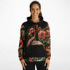Flamingo Black Elegant Floral Hoodie