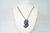 VTG Handmade Native American JH Large Turquoise Sterling Silver Necklace