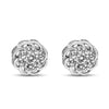 .925 Sterling Silver 1/2 Cttw Round Diamond Cluster Openwork Floral Halo Stud Earrings (I1-I2 Clarity, I-J Color)