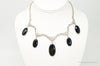 Antique Black Onyx Art Deco Silver Bib Necklace