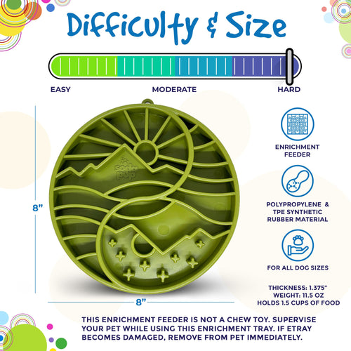 Sun and Moon eTray - Shallow Slow Feeder Dog Bowl for Enrichment | USA Made