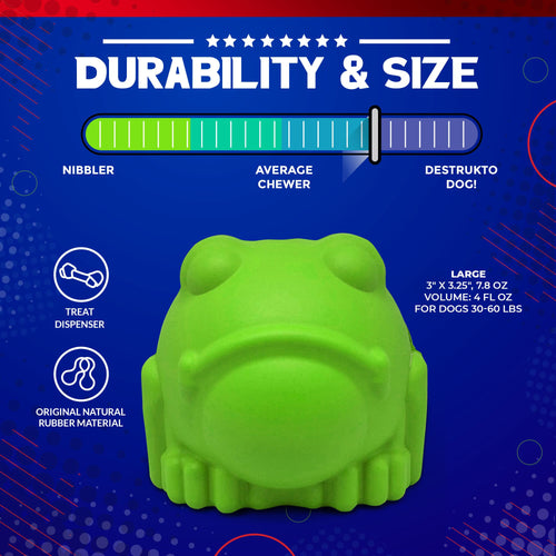 Bull Frog Dog Chew Toy & Treat Dispenser - USA Made | SodaPup