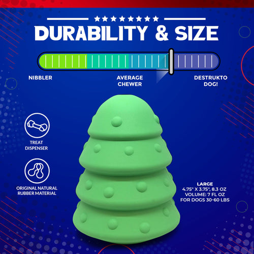 Christmas Tree Dog Toy - Durable Rubber Chew Toy for Large Dogs | USA Made