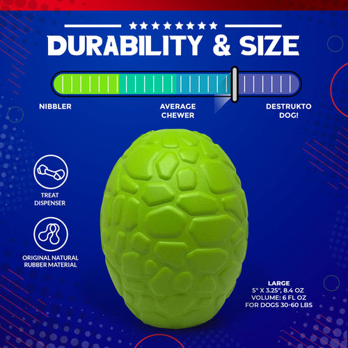Dinosaur Egg Dog Chew Toy & Treat Dispenser - USA Made | SodaPup