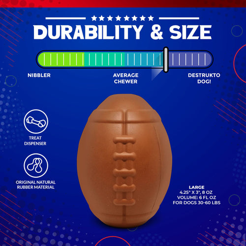 Football Dog Chew Toy & Treat Dispenser - USA Made | SodaPup