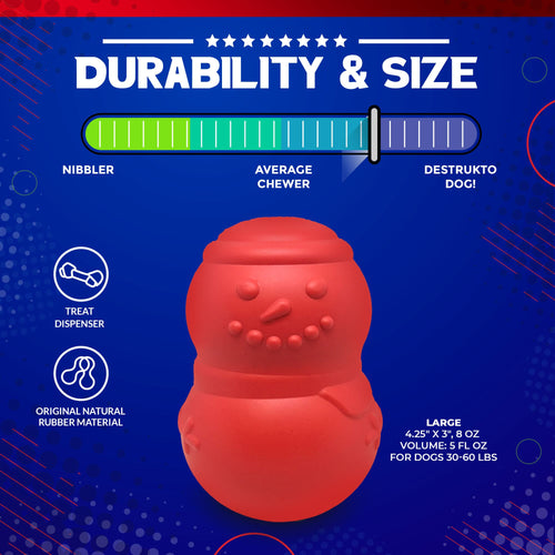 Snowman Dog Toy - Durable Winter Chew Toy for Large Dogs | USA Made