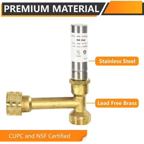 3/4" Swivel FHT x 3/4" MHT, Stainless Steel Tee Water Hammer Arrestors Plumbingsell