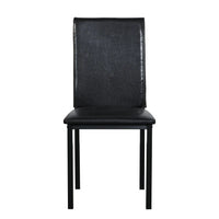 5-Piece Black Dining Table Set with Marble Style Top
