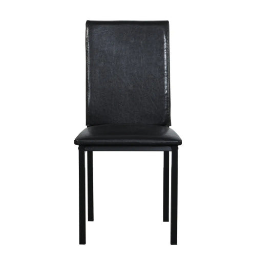 5-Piece Black Dining Table Set with Marble Style Top