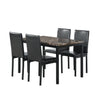 5-Piece Black Dining Table Set with Marble Style Top