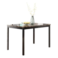 5-Piece Black Dining Table Set with Marble Style Top