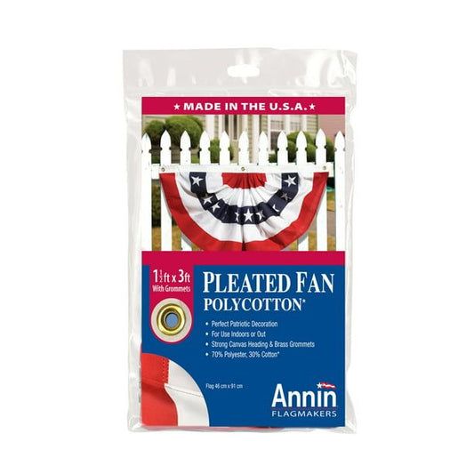 American Poly Cotton Patriotic Pleated Fan by Annin, 18" x 36" EasyOptionXY LLC