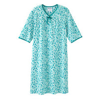 Silverts Senior Women's Adaptive Open Back Knit Printed Nightgown Painted Strokes