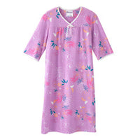 Silverts Senior Women's Adaptive Open Back Knit Printed Nightgown Soft Tropical