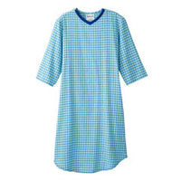 Silverts Senior Men's Adaptive Open Back Flannel Nightgown Green Plaid