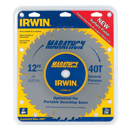 Irwin Marathon 12 in. Dia. x 1 in. Carbide Miter and Table Saw Blade 40 teeth 1 pc EasyOptionXY LLC