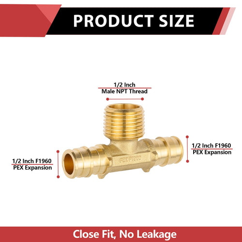 PEX A Expansion 1/2" PEX x 1/2" PEX x 1/2" Male Threaded F1960Tee (Lead Free) Plumbingsell
