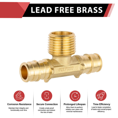 PEX A Expansion 3/4" PEX x 3/4" PEX x 3/4" Male Threaded F1960Tee (Lead Free) Plumbingsell