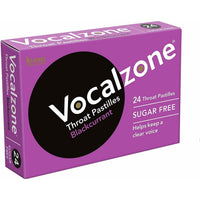 Vocalzone Throat Pastilles Blackcurrant Sugar Free 24 Pastilles
