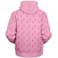 Simple Pink Flamingo Zip-Up Hoodie
