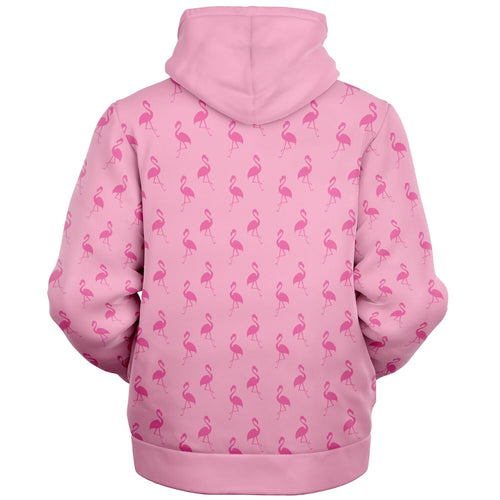 Simple Pink Flamingo Zip-Up Hoodie