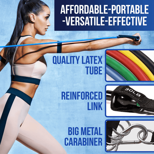 XGear Fitness 11-Piece Exercise Resistance Band Set with Handles