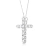 .925 Sterling Silver 1.0 Cttw Prong Set Round-Cut Diamond Cross 18" Pendant Necklace (I-J Color, I2-I3 Clarity)