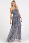 Mittoshop Ruffled Smocked Floral Halter Neck Maxi Dress