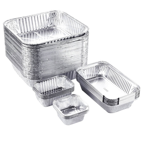 51-Packs: IMAGE 4 Size Aluminum Loaf Pans Disposable Premium Heavy-Duty Tin Foil