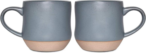 Bosmarlin Large Stoneware Speckled Coffee Mugs Set of 2, Big Tea Cup, 17 Oz, Dishwasher and Microwave Safe