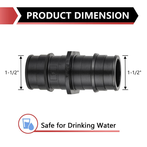 10 Pcs PEX A Expansion 1-1/2" x 1-1/2" PPSU Coupling Wholesale