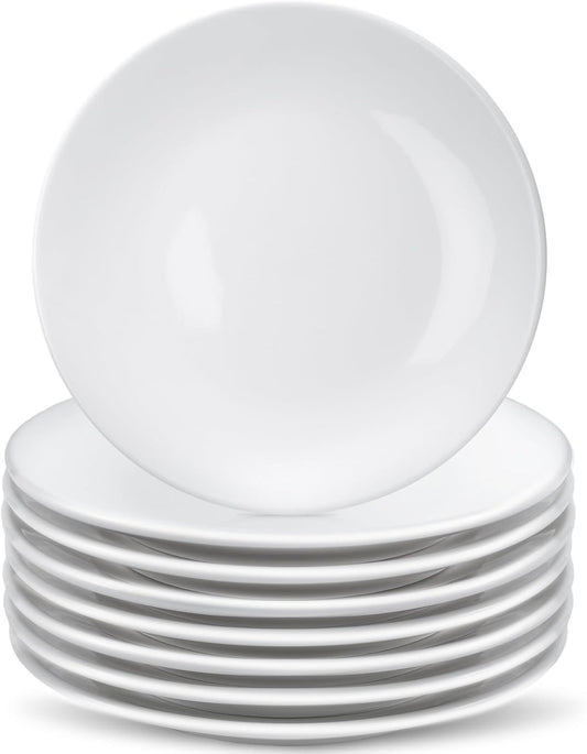 8 Pcs Porcelain Dessert Plates,6 inch White Appetizer Plates,Round Small White Plates,Small Plates for Appetizers,Ceramic Dessert Plate for Cake Snacks,Microwave Oven and Dishwasher Safe