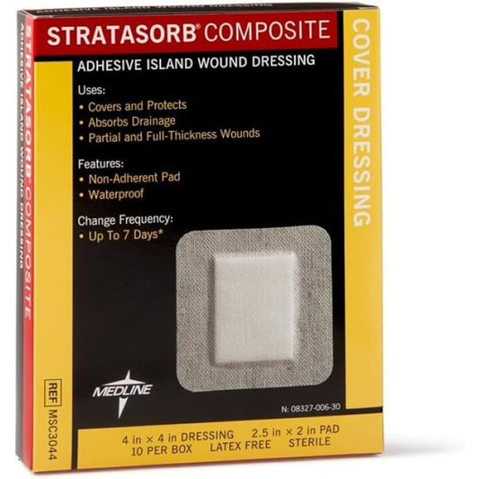 Stratasorb Composite Waterproof Island Dressing   4x4 10 Pack